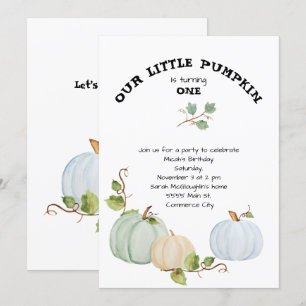 Invitación de cumpleaños de nuestra calabaza peque