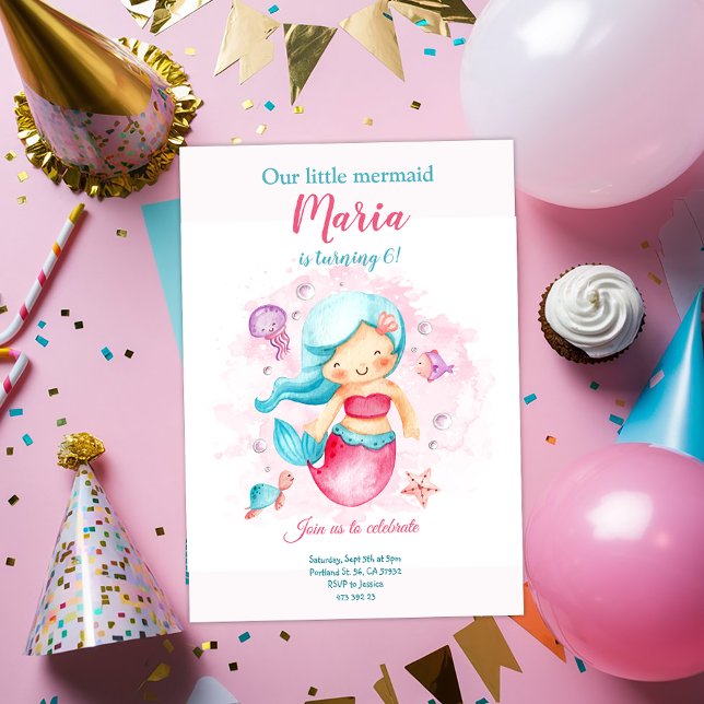 Invitación de cumpleaños de nuestra pequeña sirena (Subido por el creador)
