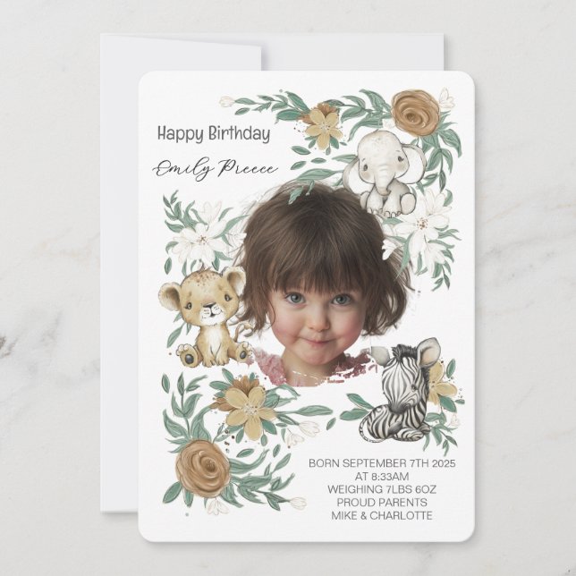 Invitación de cumpleaños de nuestra pequeña Sunshi (Anverso)