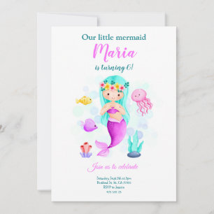 Invitación de cumpleaños de nuestra sirena Ocean C