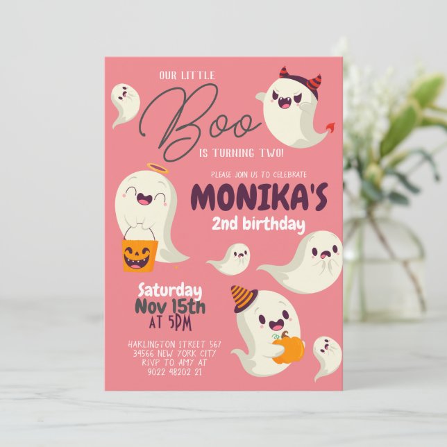 Invitación de cumpleaños de nuestro pequeño Chica  (Anverso de pie)