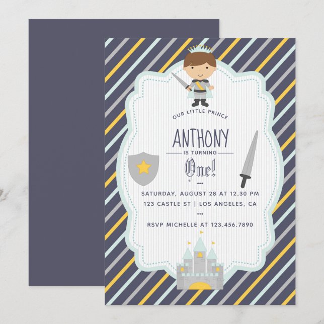 Invitación de cumpleaños de nuestro pequeño prínci (Anverso / Reverso)