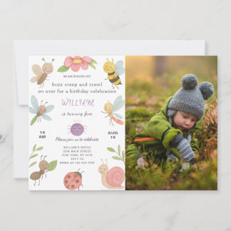 Invitación de cumpleaños de nuevos bugs con foto