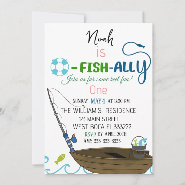 Invitación de cumpleaños de O-Fish-Ally (Anverso)