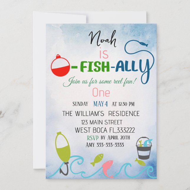 Invitación de cumpleaños de O-Fish-Ally (Anverso)
