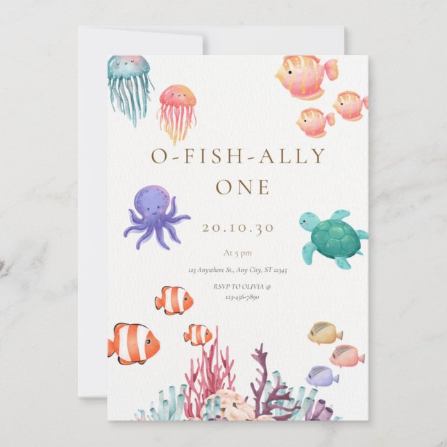 Invitación de cumpleaños de O-Fish-Ally (Anverso)