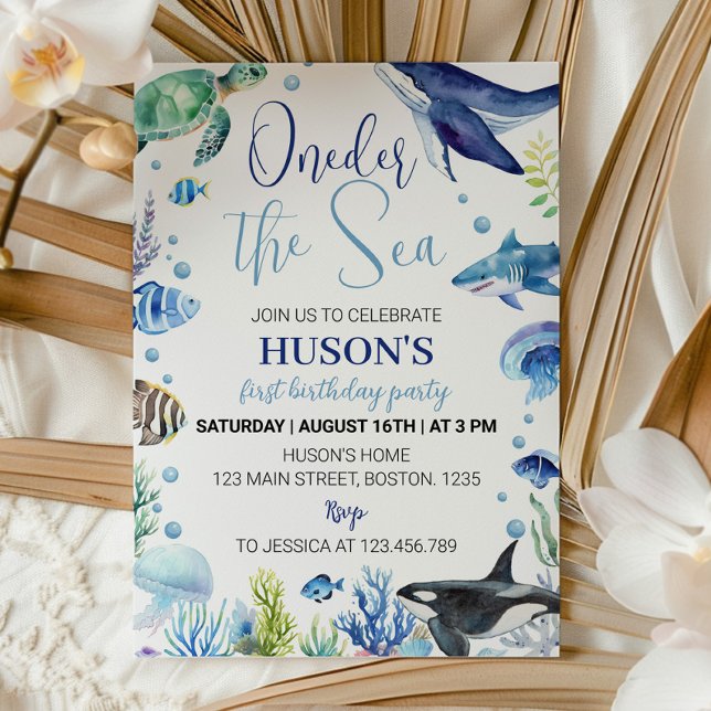 Invitación de cumpleaños de Ocean Animal Boy Turtl (Subido por el creador)