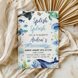 Invitación de cumpleaños de Ocean Animal Boy Under
