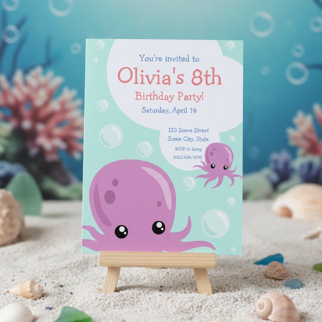 Invitación de cumpleaños de Octopus Cute (Subido por el creador)