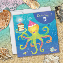 Invitación de cumpleaños de Octopus personalizada