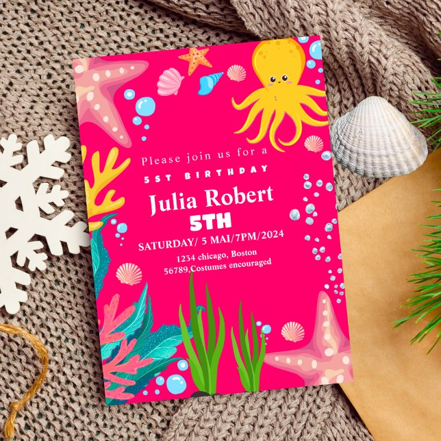 invitación de cumpleaños de octopus Sea Animals ac (Subido por el creador)