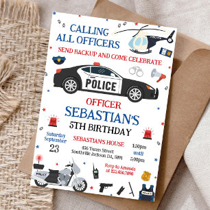 Invitación de cumpleaños de oficial de policía par