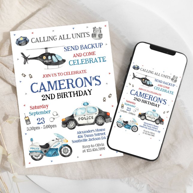 Invitación de cumpleaños de oficial de policía par (Subido por el creador)