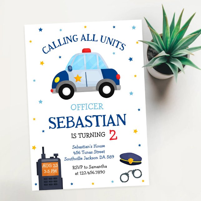 Invitación de cumpleaños de oficial de policía par (Subido por el creador)