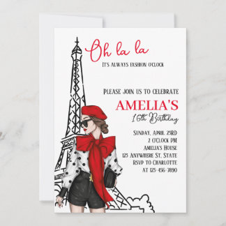 Invitación de cumpleaños de Oh la París
