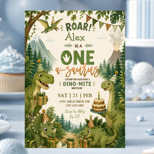 Invitación de cumpleaños de One-a-saurus dino