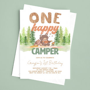 Invitación de cumpleaños de One Happy Camper