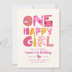Invitación de cumpleaños de One Happy Girl 1st