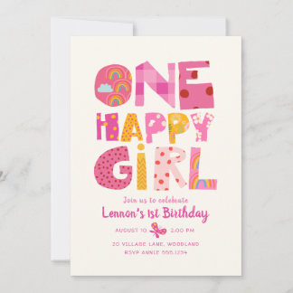Invitación de cumpleaños de One Happy Girl 1st