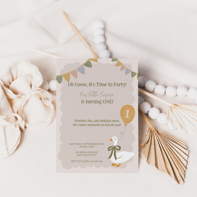 Invitación de cumpleaños de One Silly Goose Pastel (Subido por el creador)