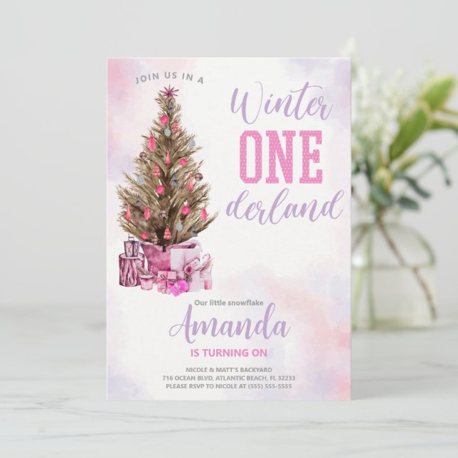 Invitación de cumpleaños de Onederland, Chica de i (Anverso de pie)