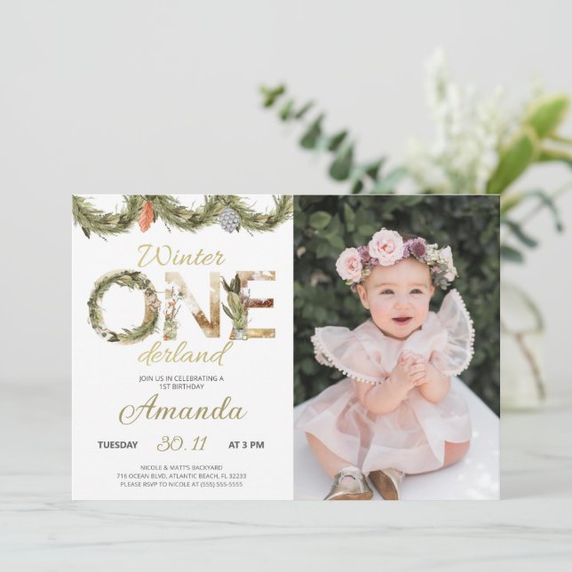 Invitación de cumpleaños de Onederland Navidades d (Anverso de pie)