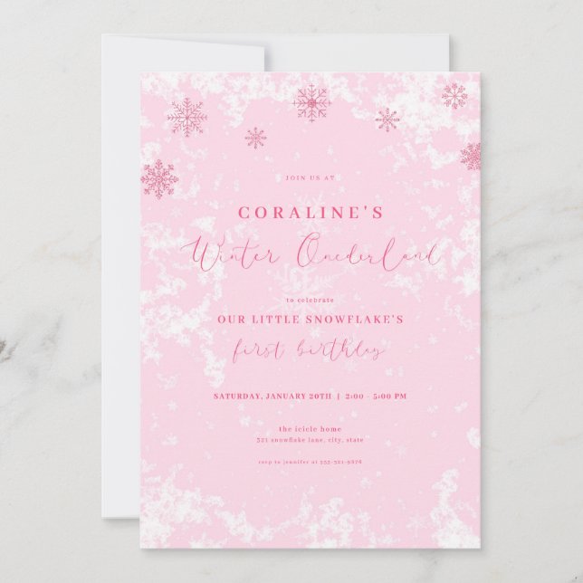 Invitación de cumpleaños de Onederland para invier (Anverso)