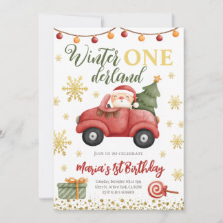 Invitación de cumpleaños de Onederland Santa Claus