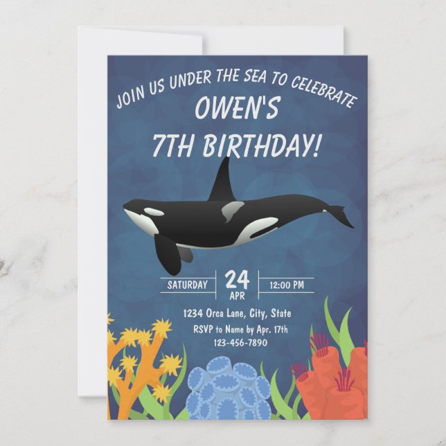 Invitación de cumpleaños de Orca (Anverso)