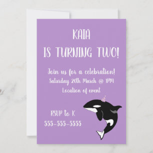 Invitación de cumpleaños de orca Killer Whale