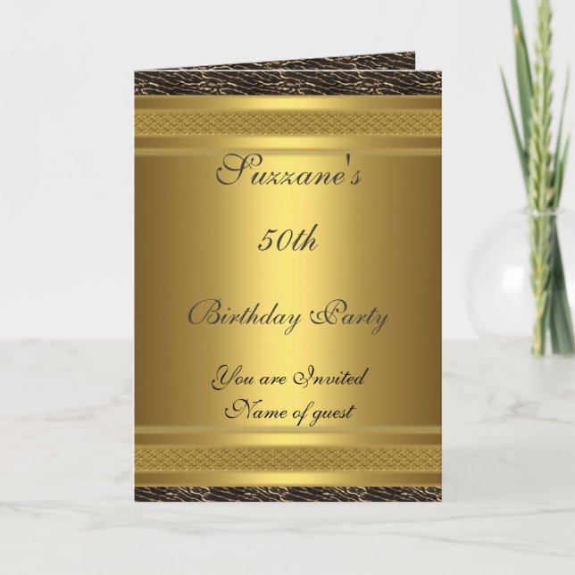 Invitación de cumpleaños de oro Cumpleaños 50 (Anverso)
