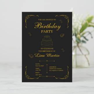 Invitación de cumpleaños de oro de lujo