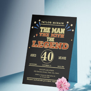 Invitación de cumpleaños de oro editable "hombre,