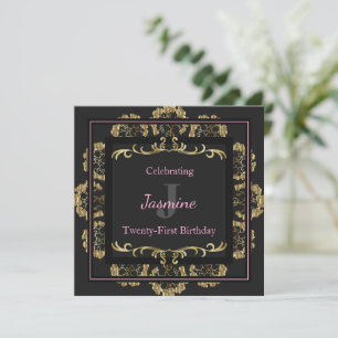 Invitación de cumpleaños de oro glamoroso de la mo