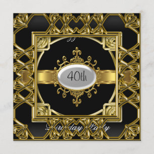 Invitación de cumpleaños de oro negro Cumpleaños d