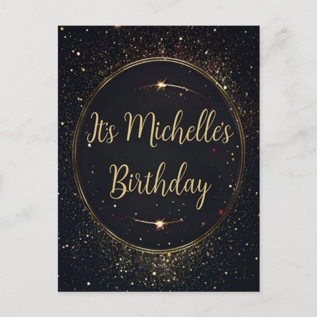 Invitación de cumpleaños de oro negro y falso (Anverso)