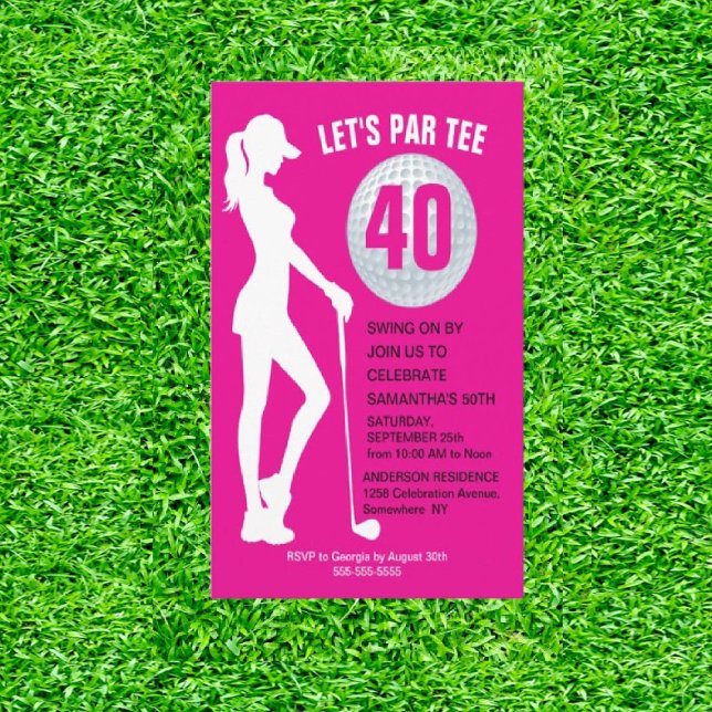 invitación de cumpleaños de oro rosa (Teeing Off in Style!)