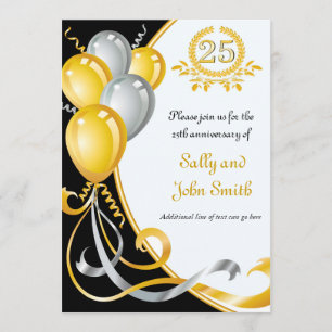 Invitación de cumpleaños de oro y plata del 25º an
