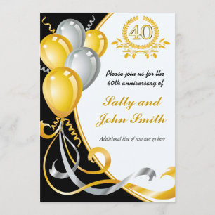 Invitación de cumpleaños de oro y plata del 40 ani