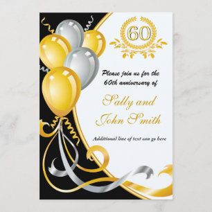 Invitación de cumpleaños de oro y plata del 60 ani