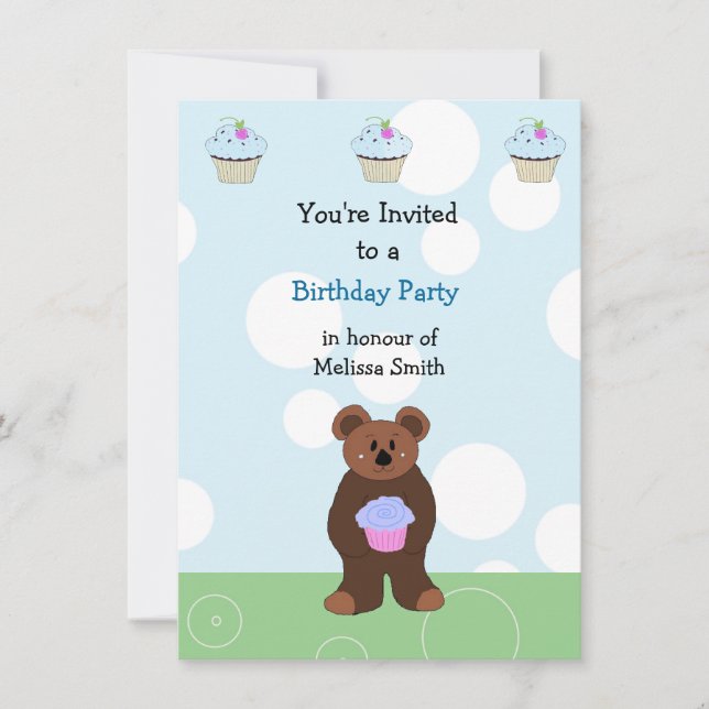 Invitación de cumpleaños de Osito (Anverso)