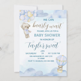 Invitación de Cumpleaños de Osito Azul Muy Lindo