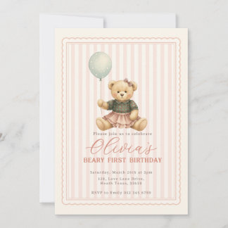 Invitación de cumpleaños de osito de peluche