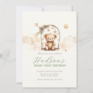 Invitación de cumpleaños de osito de peluche