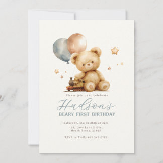 Invitación de cumpleaños de osito de peluche