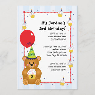 Invitación de cumpleaños de osito de peluche con P