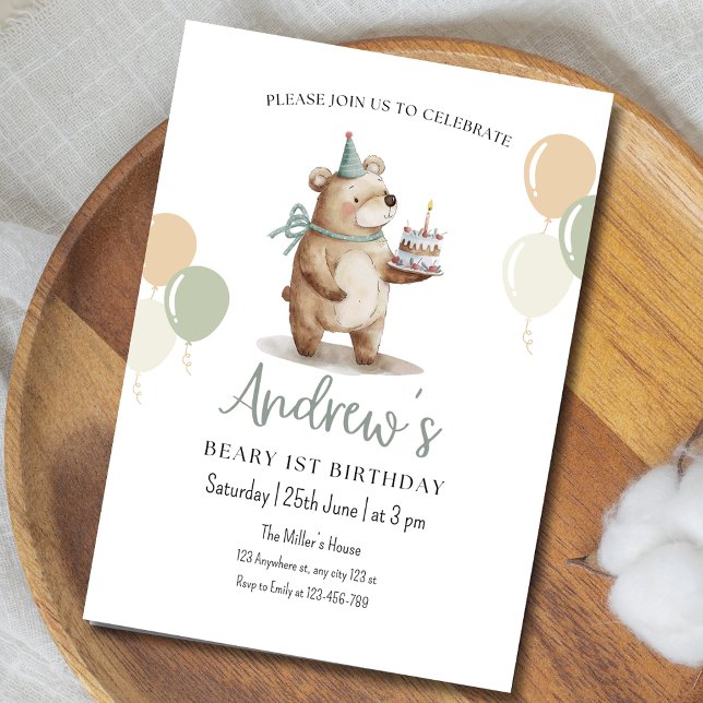 Invitación de cumpleaños de osito de peluche, cump (Subido por el creador)