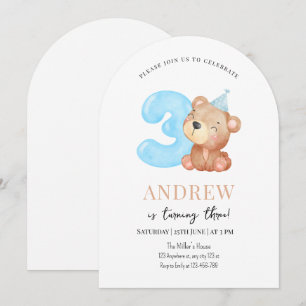 Invitación de cumpleaños de osito de peluche, niño