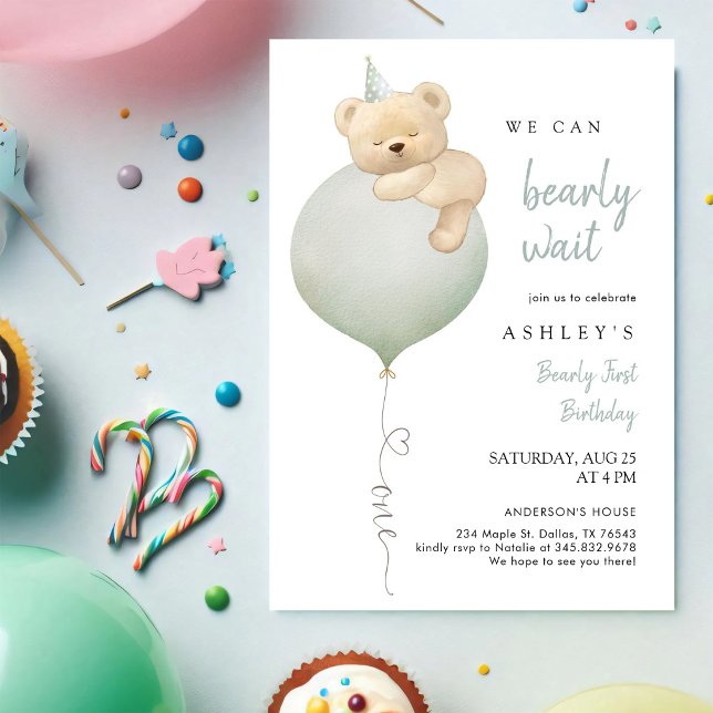 Invitación de cumpleaños de osito de peluche No Po (Subido por el creador)