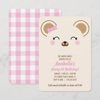 Invitación de cumpleaños de osito de peluche para 